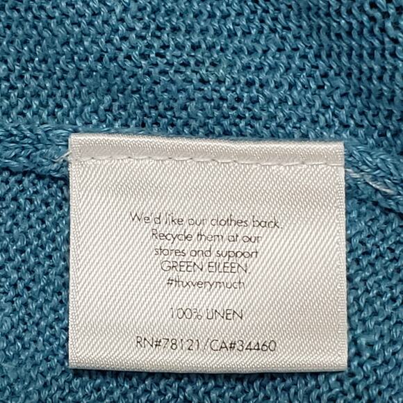 Eileen Fisher 100% Linen Raglan Sweater Turquoise Blue Small Pullover Casual - Picture 7 of 12
